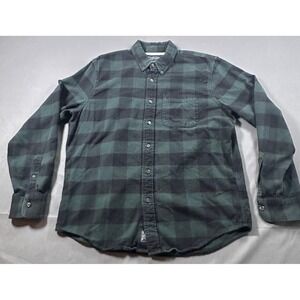 Abercrombie & Fitch Mens XL Soft A&F Flannel Shirt Green Black Buffalo Check